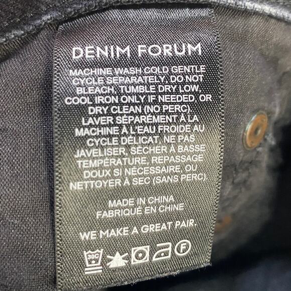 Denim Forum Farrah Jean High Rise Wide Leg Organic Cotton Frayed Black Womens 26 - Picture 11 of 12